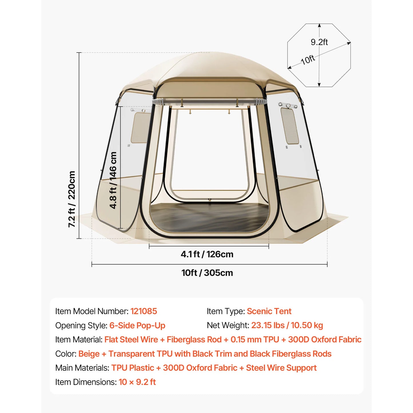 SucceBuy Pop up Bubble Tent Waterproof & UV-Resistant Clear Camping Tent Shelter Outdoor Garden Dome Igloo Tents with Windows