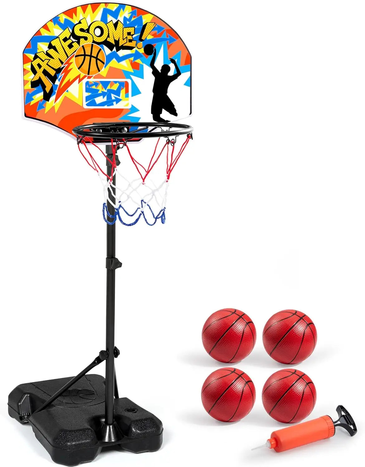 LED Scoring Arcade Basketball Game with 4 Balls Adjustable Height 44"-55"Basketball Stand Hoop Toys Gift for Ages 3-12 Boy