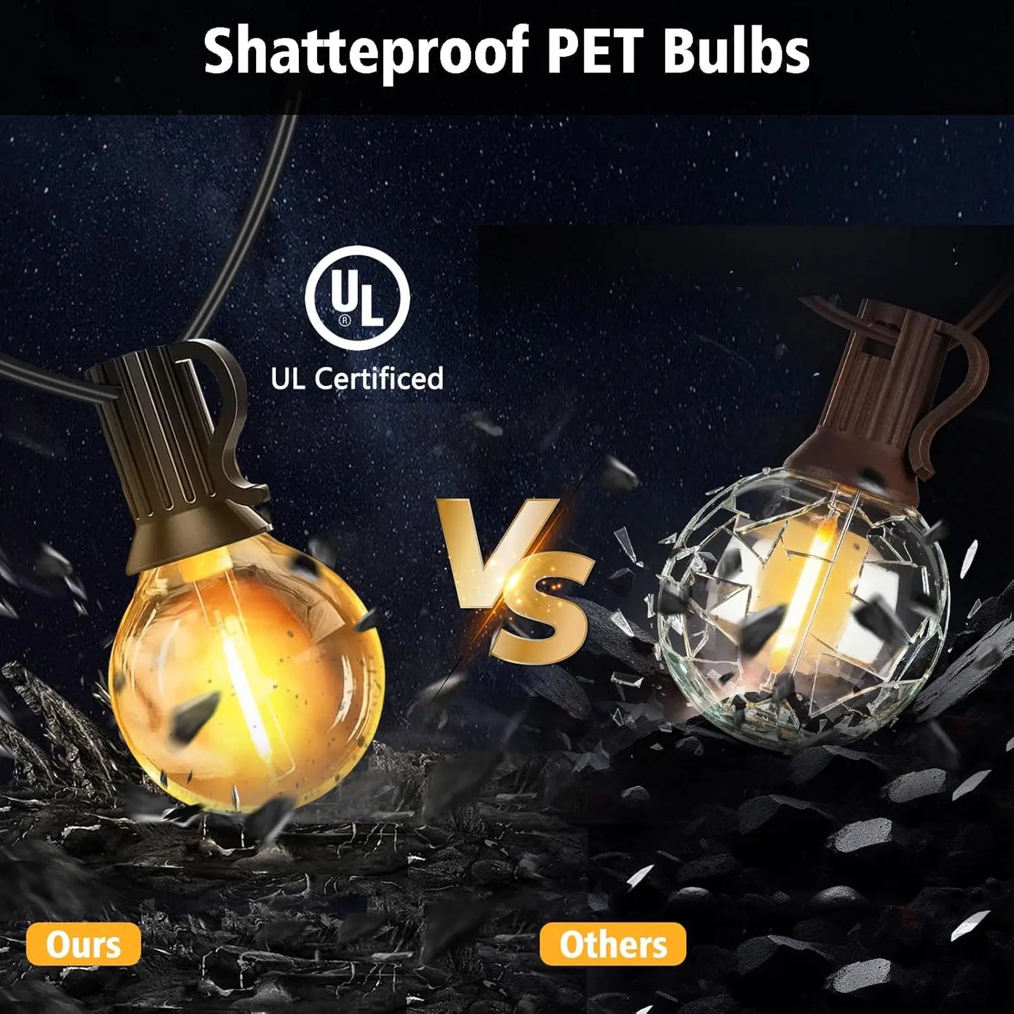 Aiopp 30M/15M G40 LED Globe String Lights Outdoor with US Plug, Bright Plastic Shatterproof Bulbs For Party Garden Garland Lamp