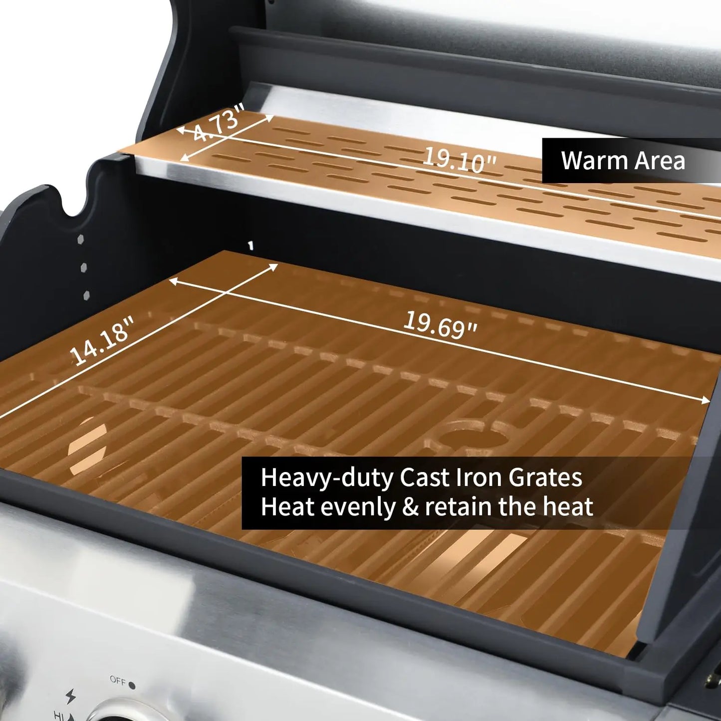 3 Burner Propane Gas Grill, Outdoor BBQ Grill with Side Burner, Barbecue Grill with Cast Iron Grate, Outdoor Gas, Customized