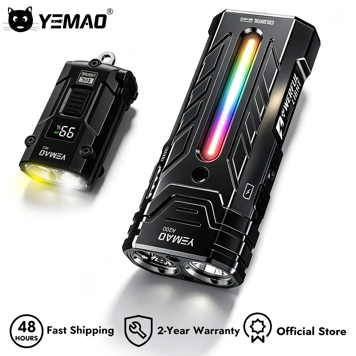 5200 Lumens Portable Spotlights Flashlight Dual Core RGB Lamp with Metal Clip Magnetic EDC Torch for Job Site Security Lighting
