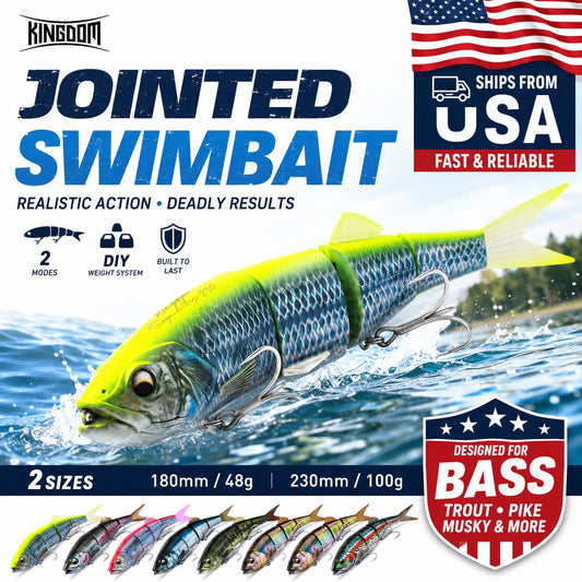 Kingdom DIY Jointed Bait 230mm 100-107g Floating Sinking Fishing Lure 4 Sections Multi Joint Hard Bait Swimbaits Bass Fishing