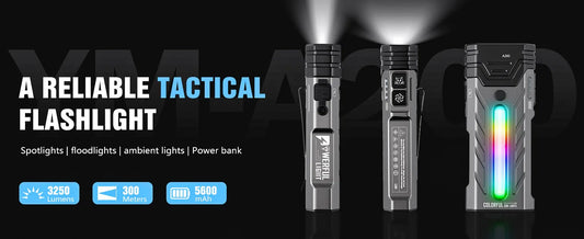 5200 Lumens Portable Spotlights Flashlight Dual Core RGB Lamp with Metal Clip Magnetic EDC Torch for Job Site Security Lighting