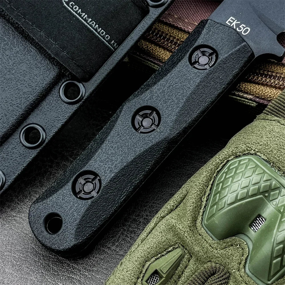 KA-BAR EK50 Fixed Blade Knife with Sheath 8Cr13Mov Blade Nylon Fiber Handles Outdoor Hunting Survival Camping Utility Tool