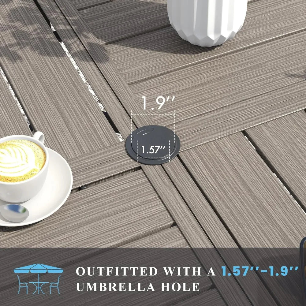 60" Round Patio Table with Umbrella Hole, All Weather Metal Outdoor Dining Table for 8, Outside Table, Customized