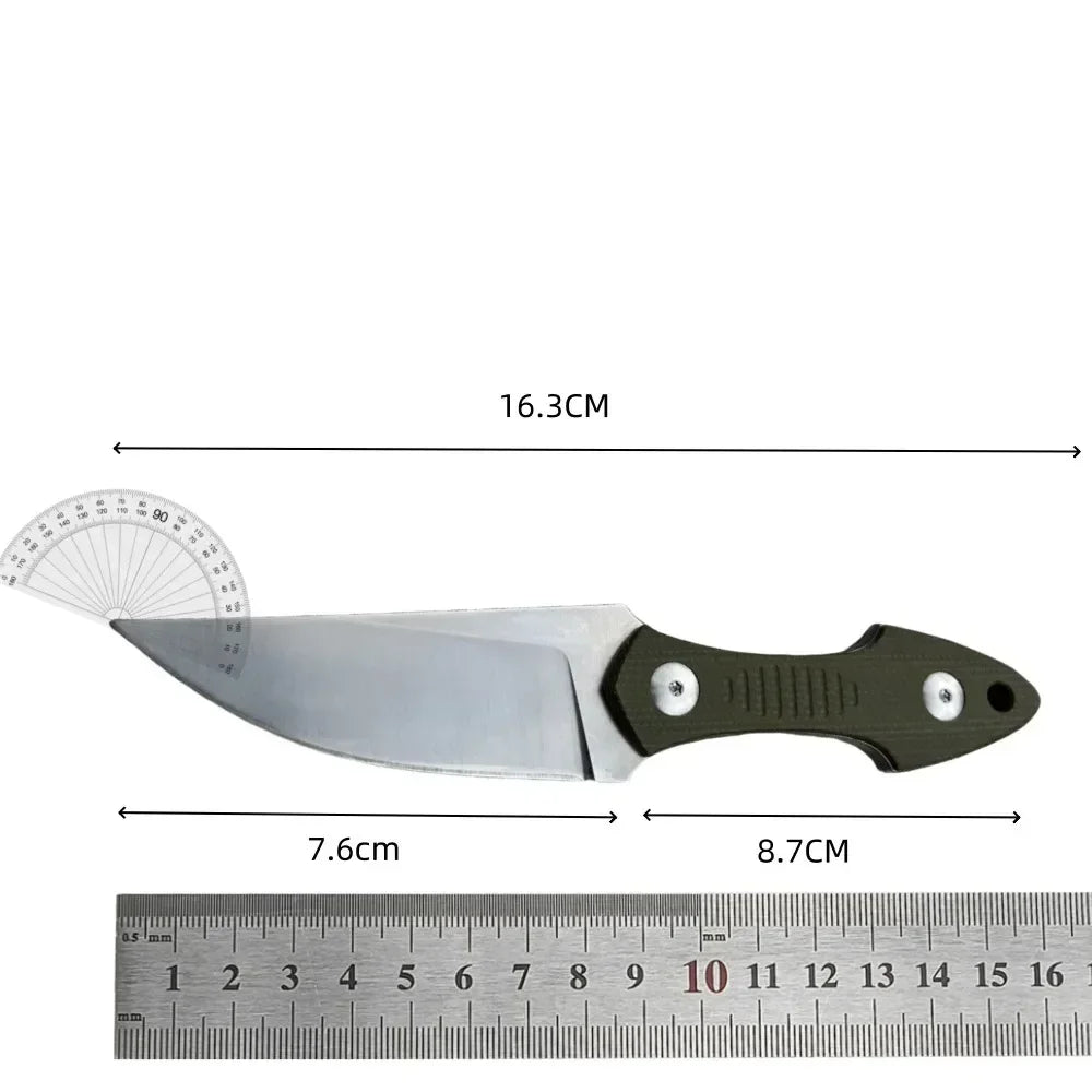 GiantMouse GMF3 Fixed Blade Knife Satin Drop Point Blade with Leather Sheath Outdoor Camping Hunting Portable Straight Knives