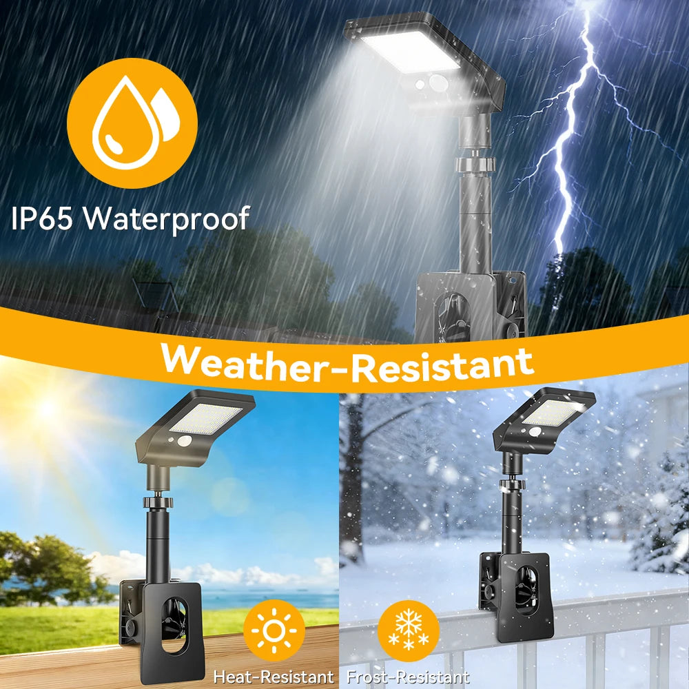 2/4PCS Clip On Solar Lights Outdoor with Motion Sensor, IP65 Waterproof, 3 Mode Clamp Solar Lights for Fence Deck Gutter Camping