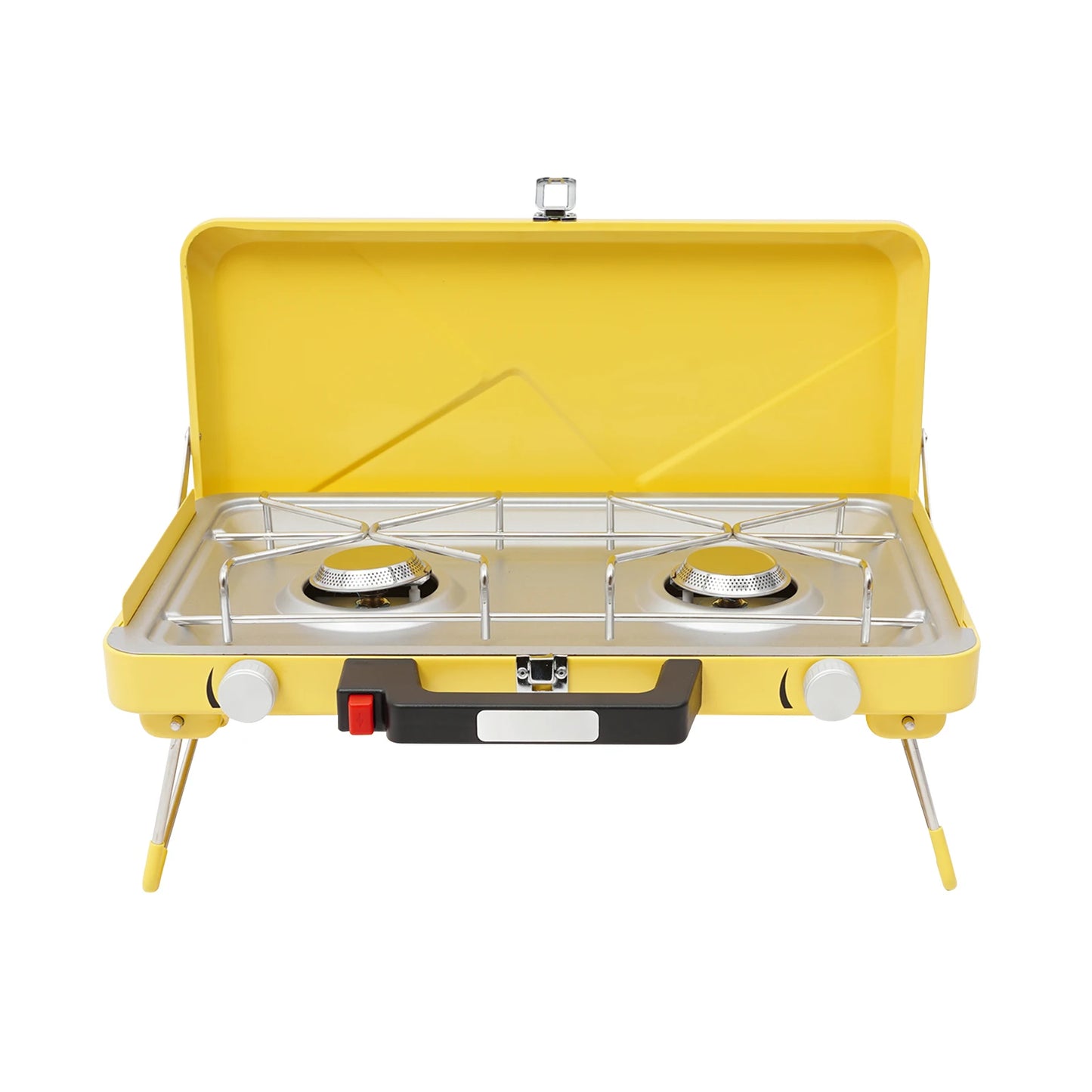 2-Burner Camping Stove 3500W, Portable Gas Grill with Piezoelectric Ignition & Windshield for Outdoor BBQ Picnic