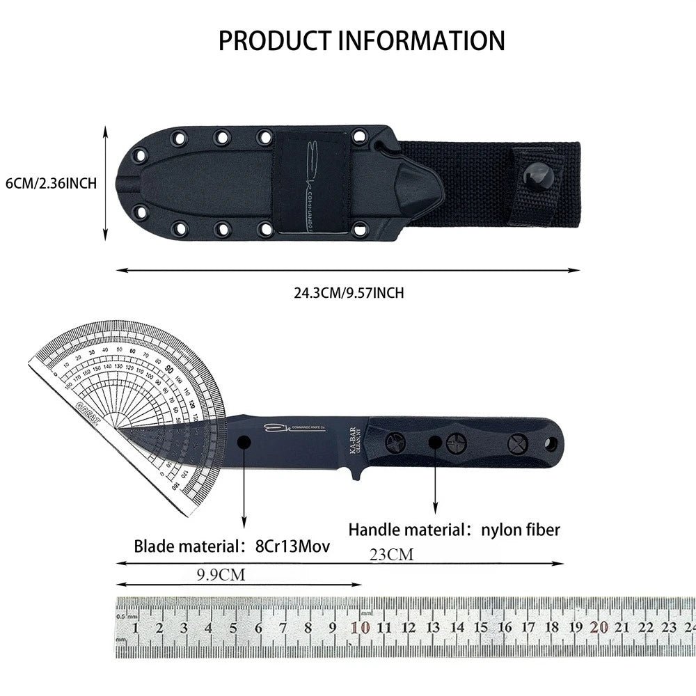 KA-BAR EK50 Fixed Blade Knife with Sheath 8Cr13Mov Blade Nylon Fiber Handles Outdoor Hunting Survival Camping Utility Tool