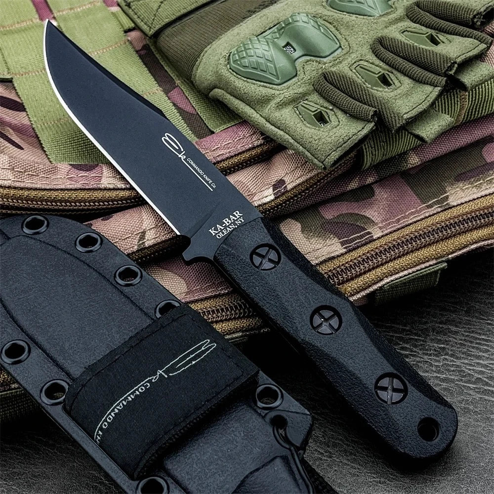 KA-BAR EK50 Fixed Blade Knife with Sheath 8Cr13Mov Blade Nylon Fiber Handles Outdoor Hunting Survival Camping Utility Tool