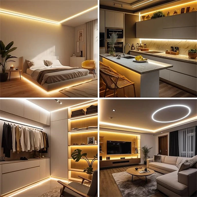 24V COB LED Strip Lights Dimmable With Remote Control 5/10M Flexible Tape Lamp for Indoor Kitchen Under Cabinet Home Decor