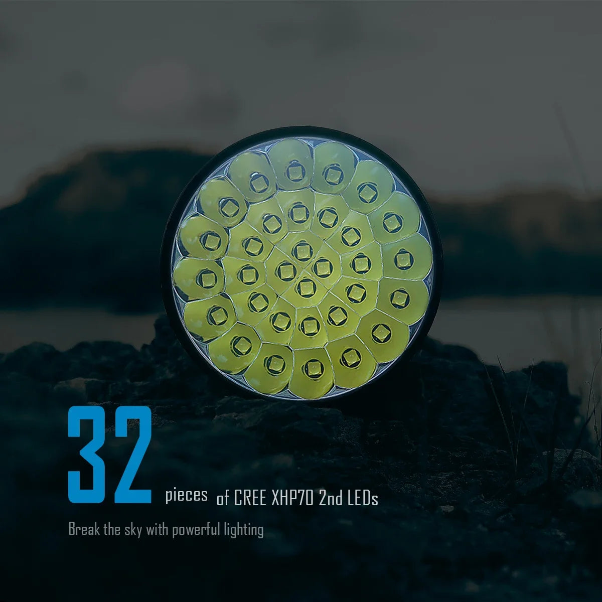 IMALENT MS32 200000 Lumen High Power LED Flashlight with 32 Cree XH70 II High Brightness, 100W Type-C Professional Searchlight