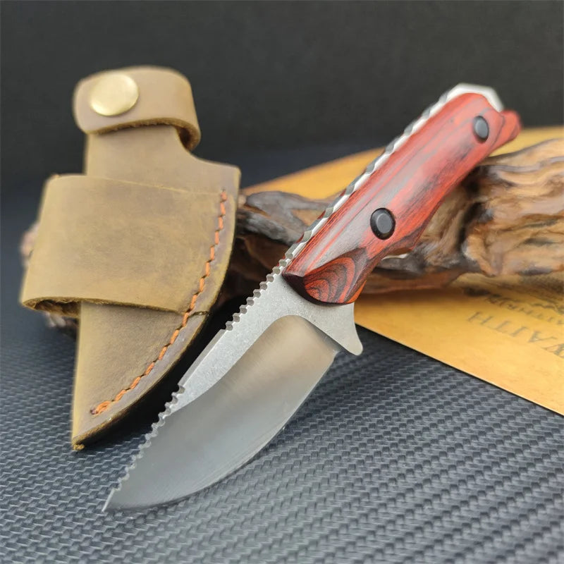 Fixed Blade Knife BM 15017 Drop Point Blade Wood Handles Hunting Camping Survival EDC with Boltaron Sheath