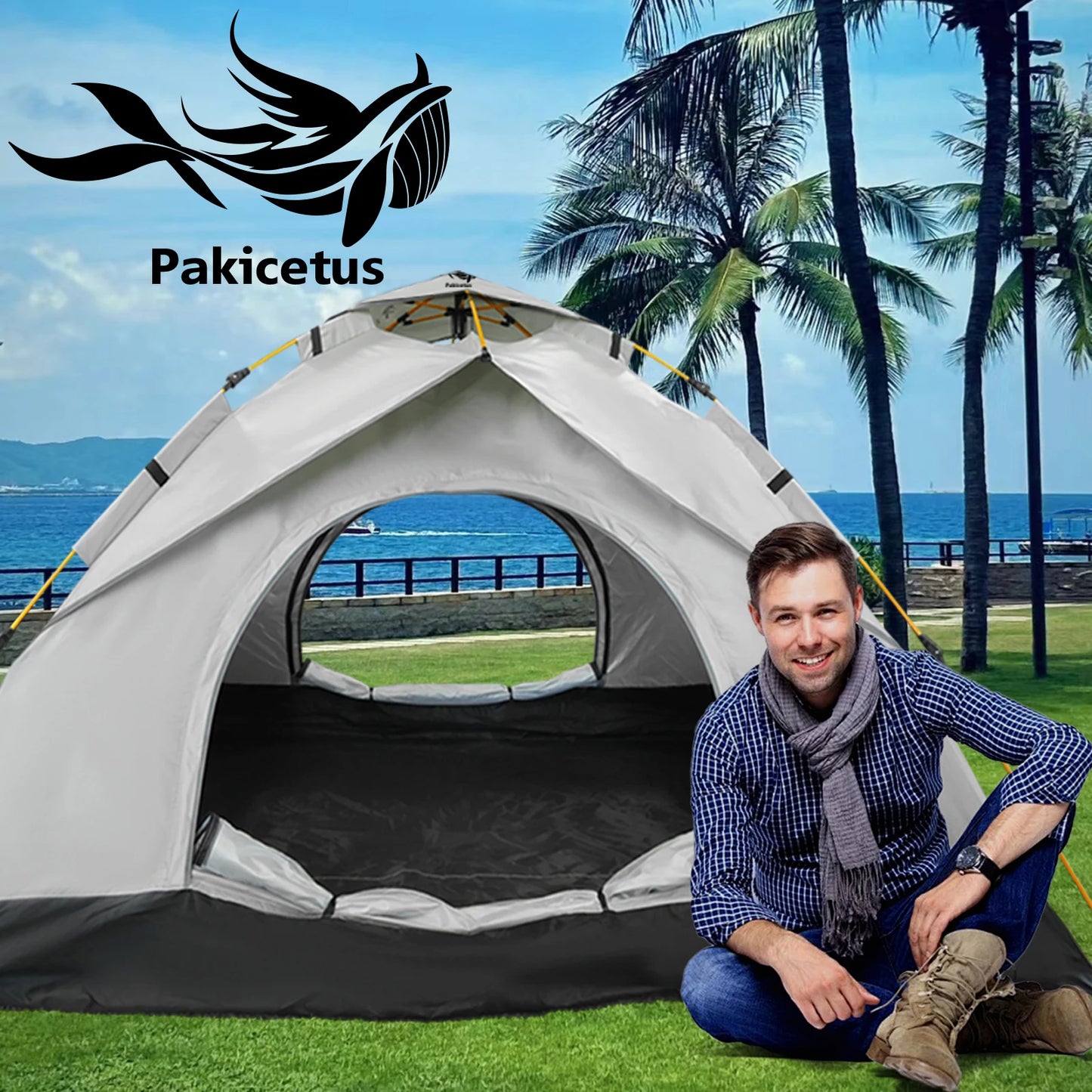 Large Auto-Pop Silver Shelter - Portable Instant Sun & Rain Tent for 3-4 People, Perfect for Beach, Camping & Travel