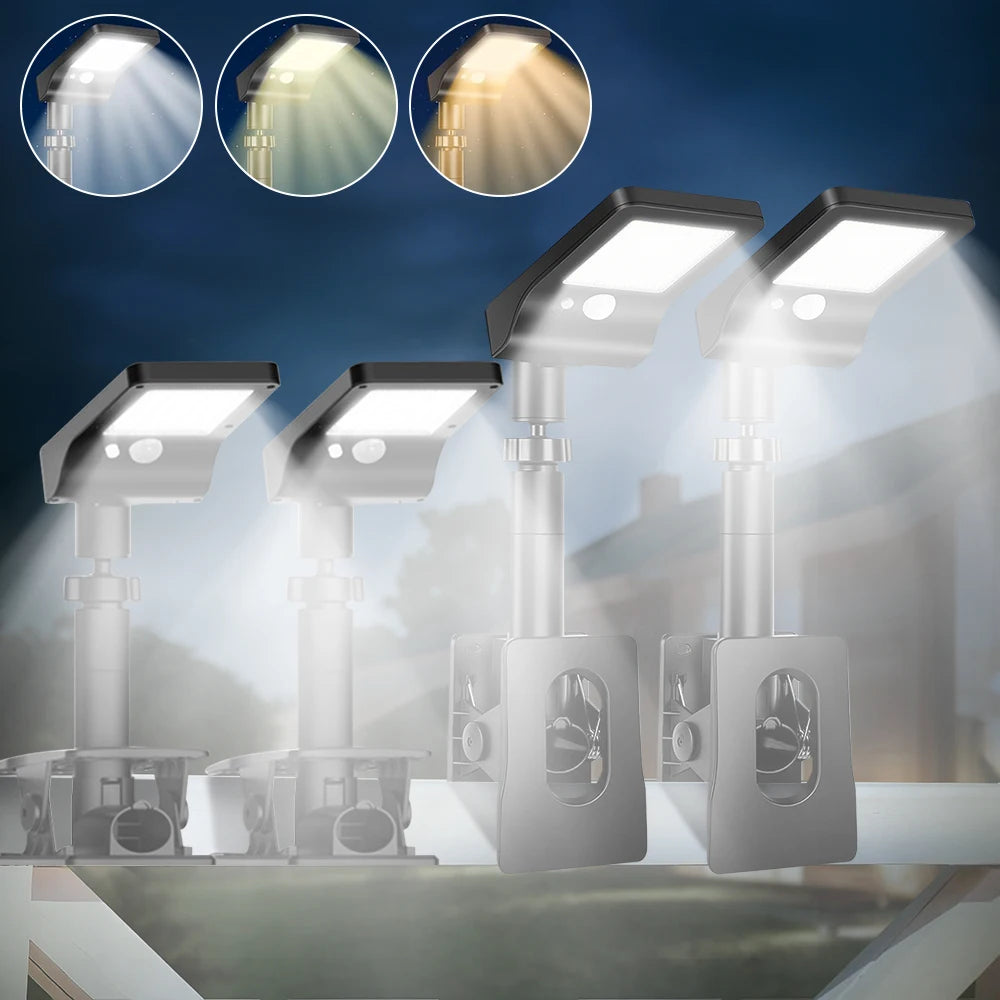 2/4PCS Clip On Solar Lights Outdoor with Motion Sensor, IP65 Waterproof, 3 Mode Clamp Solar Lights for Fence Deck Gutter Camping