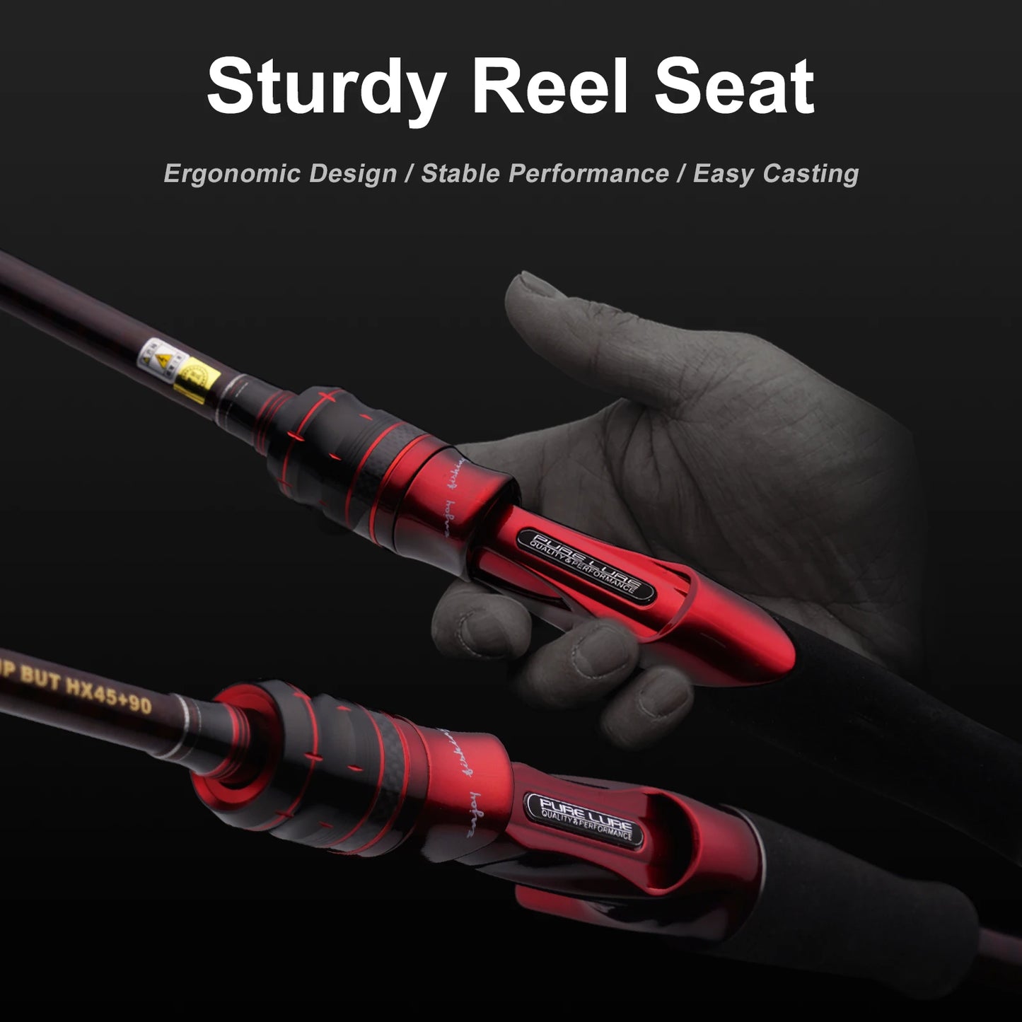 PURELURE GRUPLA Fishing Rod Spinning & Casting Fast/Extra Fast Action Light-MH Power Fuji Guide Rings 30T Carbon Fiber Blank Sturdy Reel Seat Carbon Triangle Handle