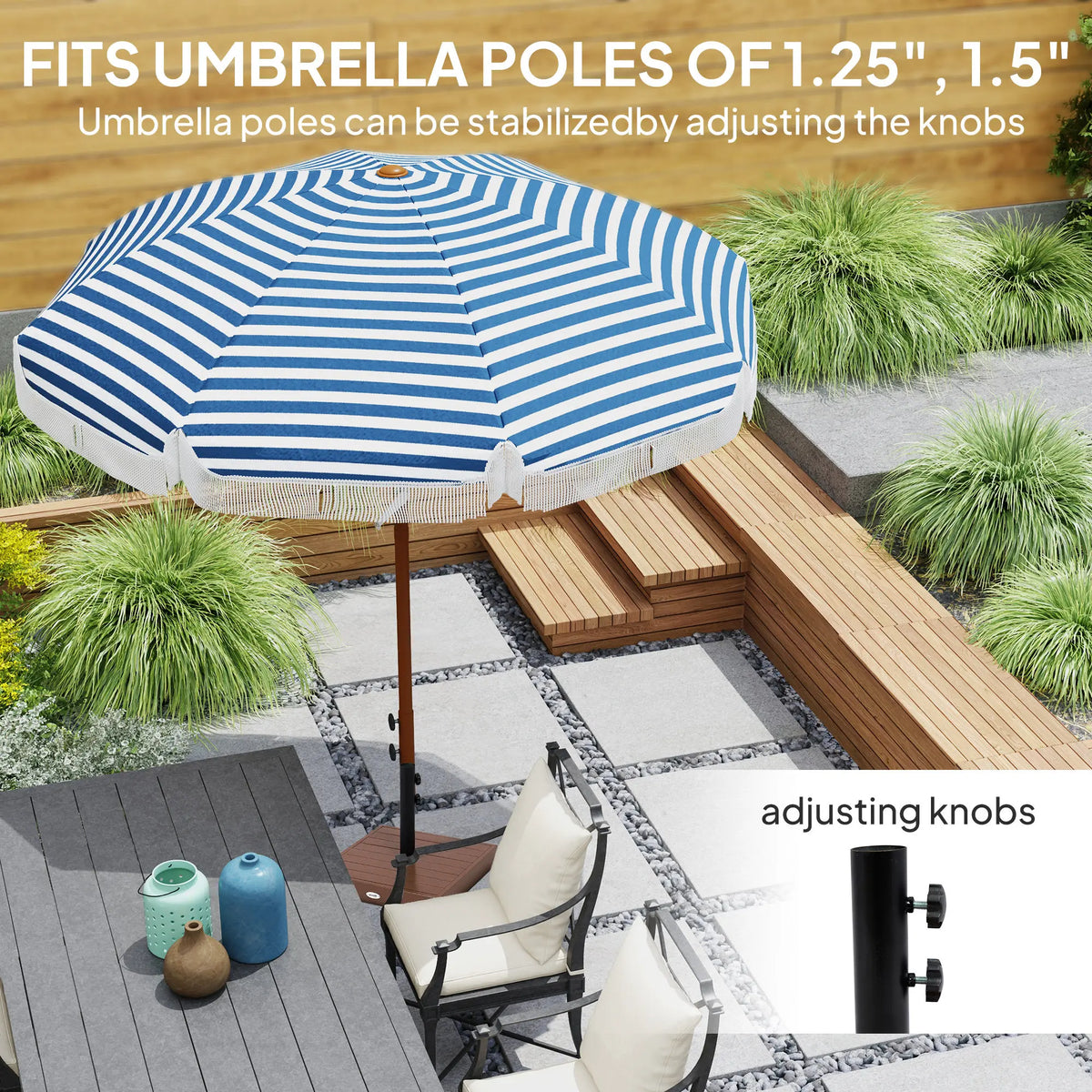 Umbrella Base 42 Lbs Umbrella Stand for 1.25"/1.5" Poles, Coffee