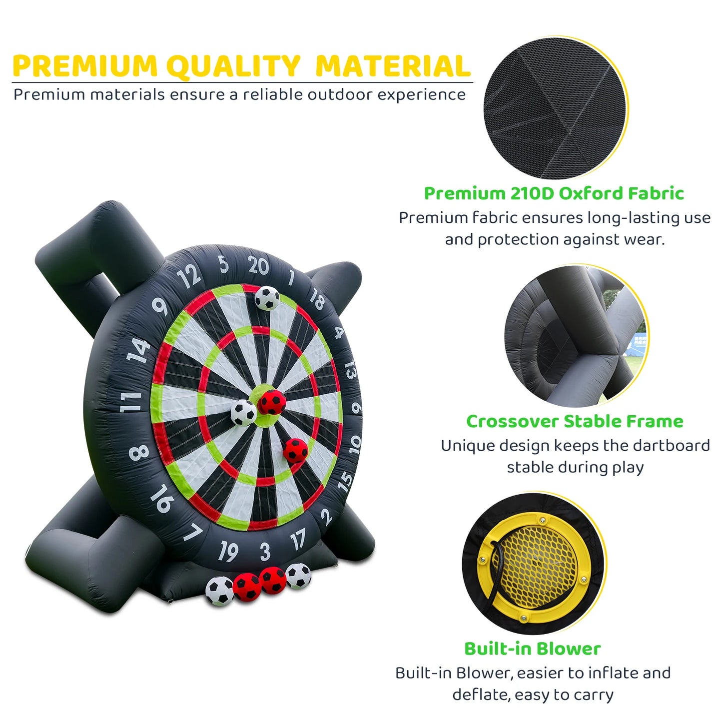 10FT Giant Outdoor Inflatable Soccer Golf Darts Board + 8 Soccer Balls & Blower Football Playground  commercial