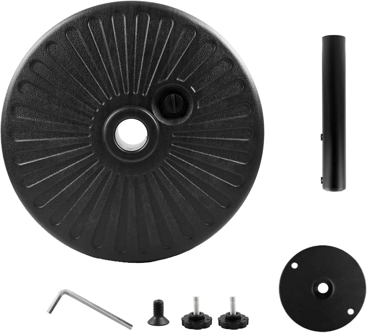 44BLS Outdoor Furniture Weighted Base - Adjustable Anti-Wind Sand/Water Fillable Anchor Stand for Patio Umbrella-Black