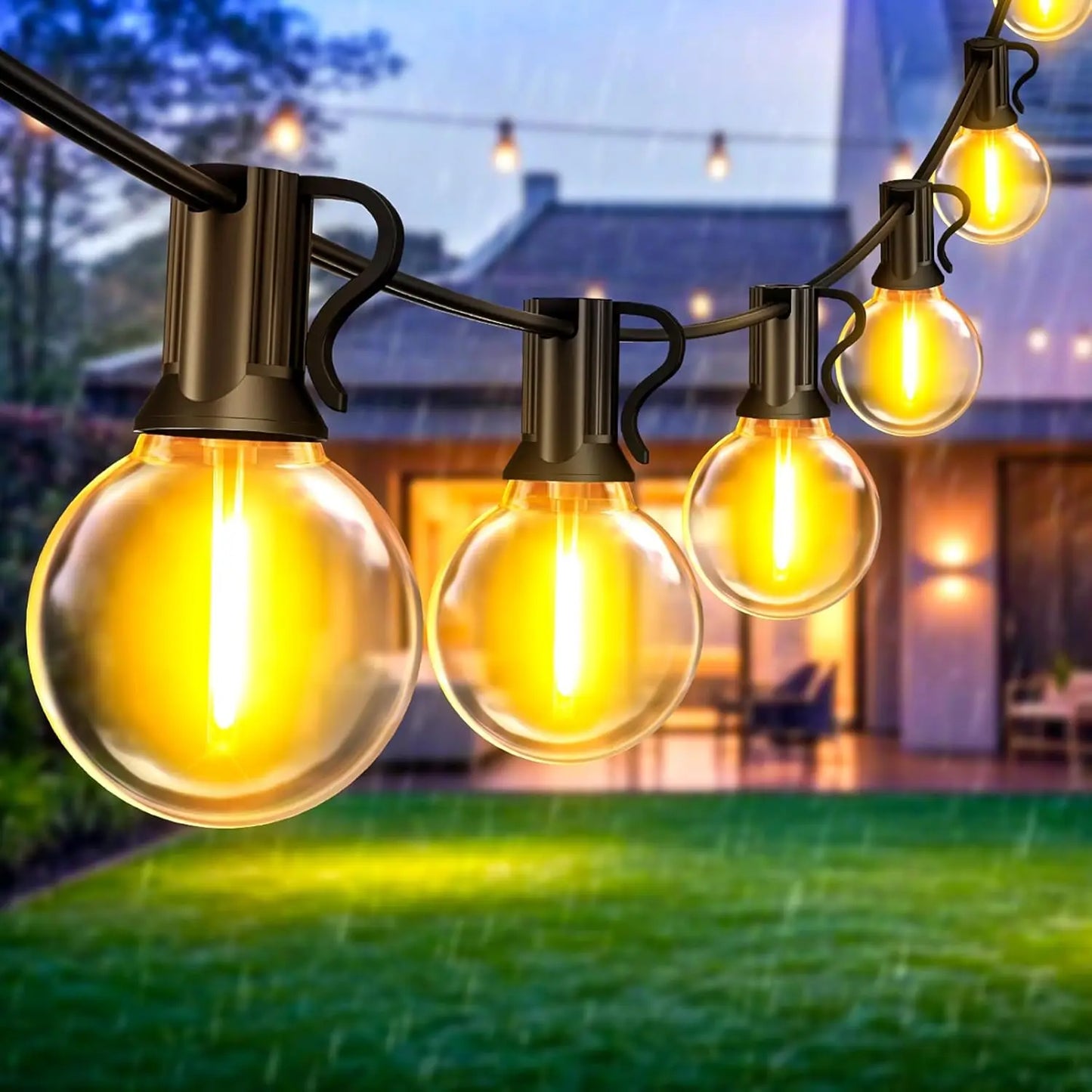 Aiopp 30M/15M G40 LED Globe String Lights Outdoor with US Plug, Bright Plastic Shatterproof Bulbs For Party Garden Garland Lamp