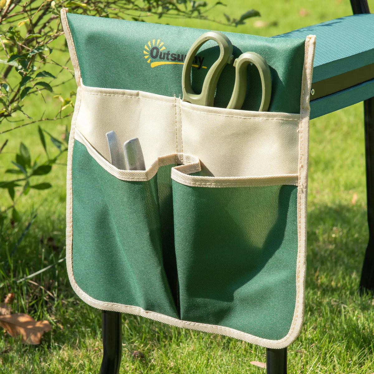 Folding Garden Kneeler Stool Bench Thick Kneeling Pad with Large Tool Pouch
