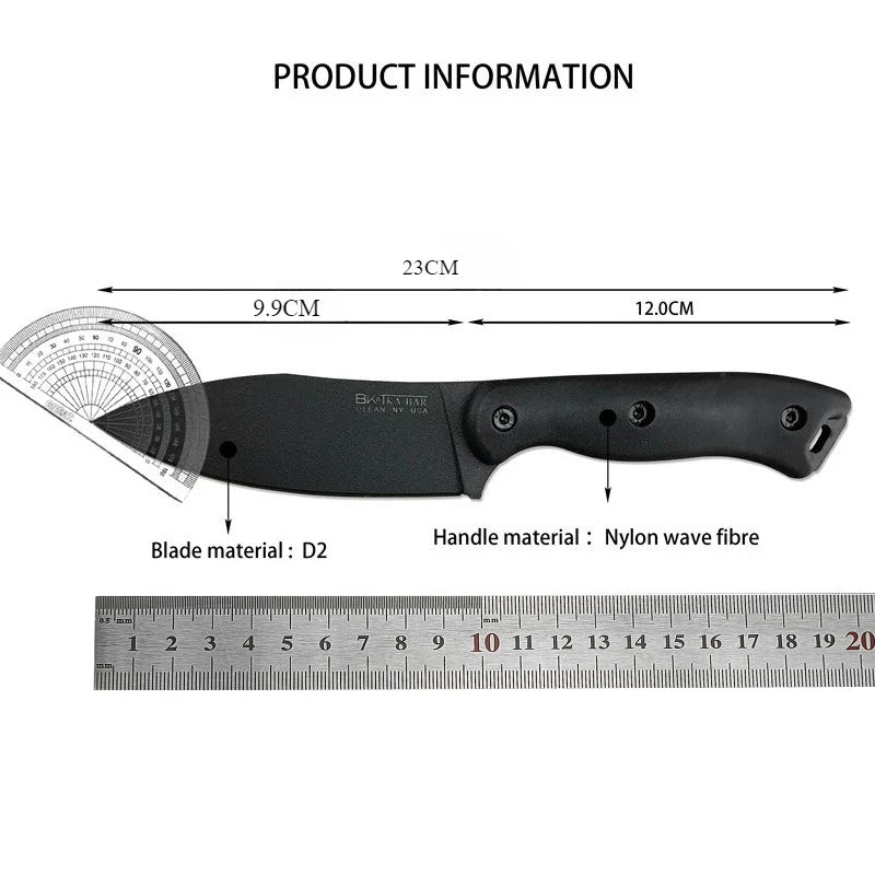 High Quality BK18/BK19 Harpoon Hunting Fixed Blade Knife D2 Blade Nylon Fiber Handle Outdoor Utility Camping Straight Knife