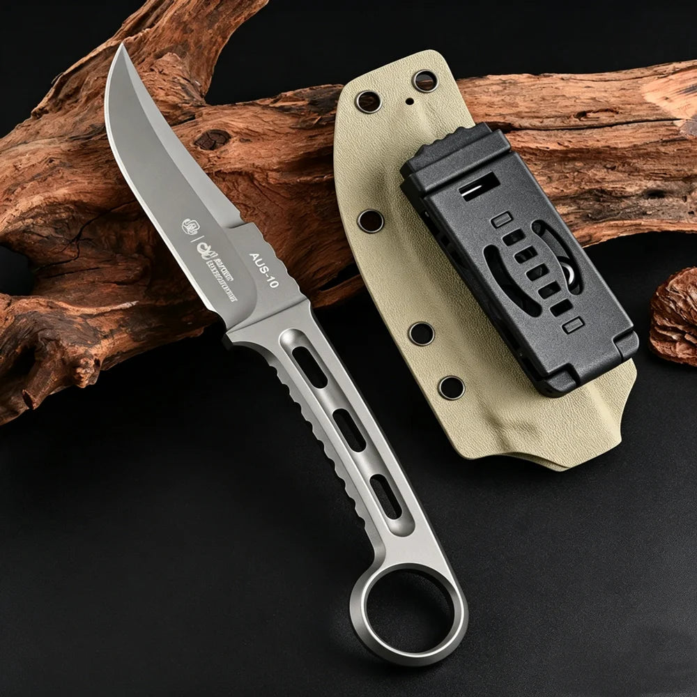 Trskt AUS-10 Cool Pocket Knife ,Survival Hunting Outdoor Rescue Camping Knives Edc Tool 62hrc 6MM Thick Blade Kydex Dropshipping