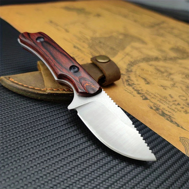 Fixed Blade Knife BM 15017 Drop Point Blade Wood Handles Hunting Camping Survival EDC with Boltaron Sheath