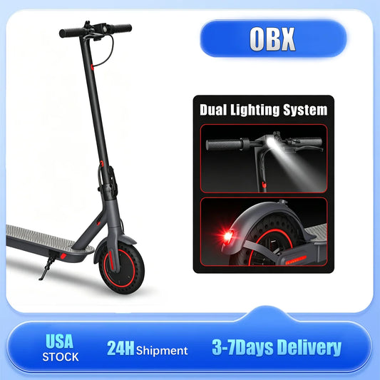 OBX Foldable 8.5'' Electric Scooter for Commuting 36V 350W Motor Escooter 16 Miles Long Range Smart Adult Electric Scooter for APP