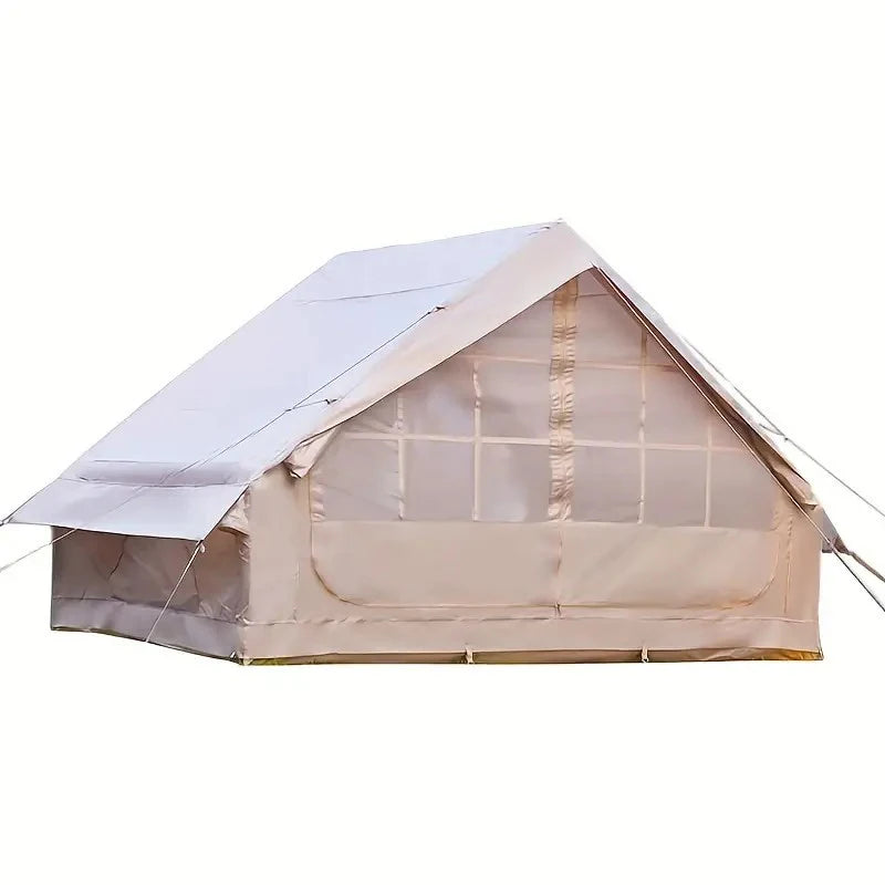 PAKICETUS Large Luxury Inflatable Camping Tent with Manual Hand Pump, Easy Setup 4 Season Anti-Snow Spacious Family Shelter, Weatherproof Air Tent for Outdoor Camping, Backyard Party & Wilderness Adventure