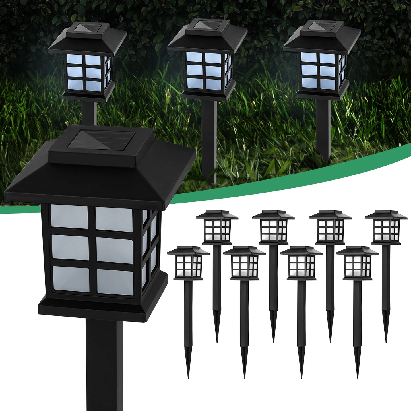 12 Pieces Set Solar Ground Plug Lights Small House Style White Light Outdoor Garden Lighting