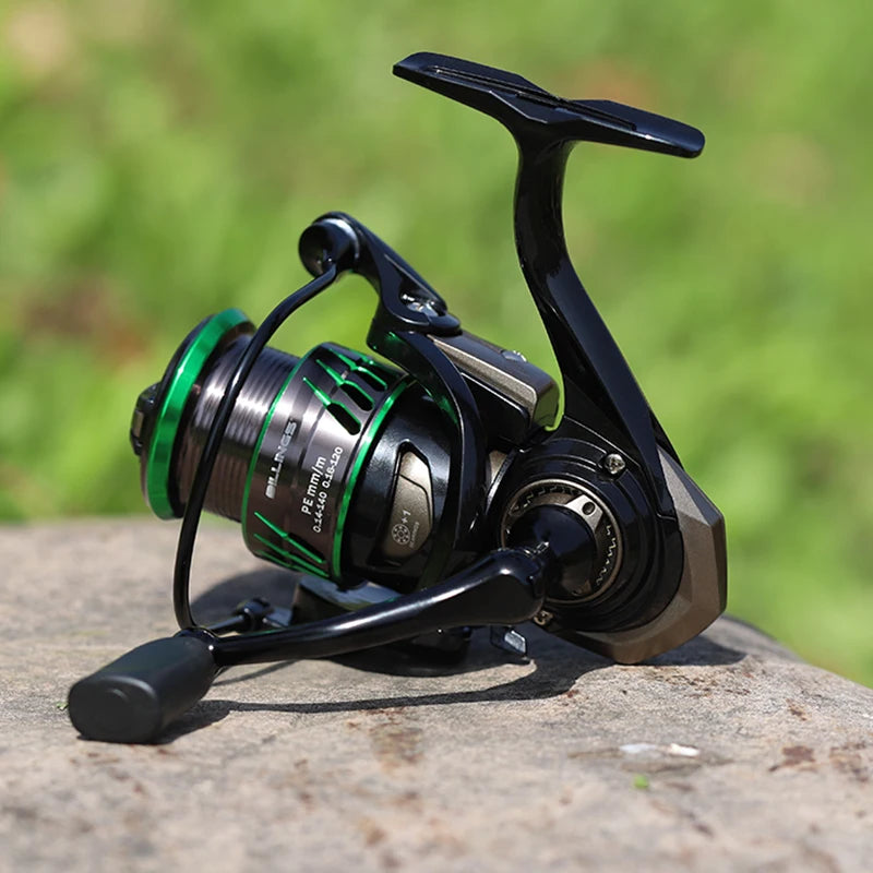 BILLINGS Spinning Reel 6KG Max Drag Double CNC Aluminum Spool 5.1:1 Gear Ratio Double Rocker 5+1BB Durable Professional No Gaps Fishing Reels for Freshwater