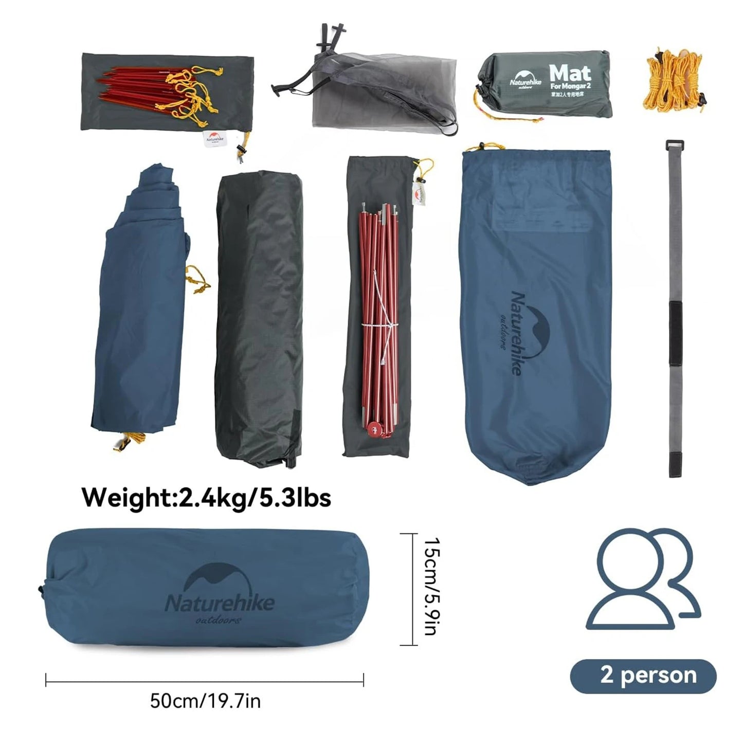 Naturehike Mongar Ultralight Tent 2 Person Waterproof PU3000mm Camping Tent Double Layer Outdoor Travel Hiking Tent