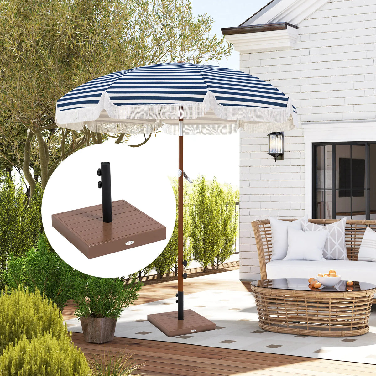 Umbrella Base 42 Lbs Umbrella Stand for 1.25"/1.5" Poles, Coffee