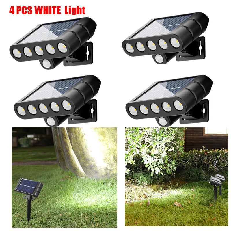 4 PACK Solar Outdoor Spotlights 1200mAh Lawn Flag Lights Landscape LED Ground Lights Walkway Driveway Landscape Camping Li-ion 18650 battery Gardens Trees And Courtyards Pathway Lights Lamp
