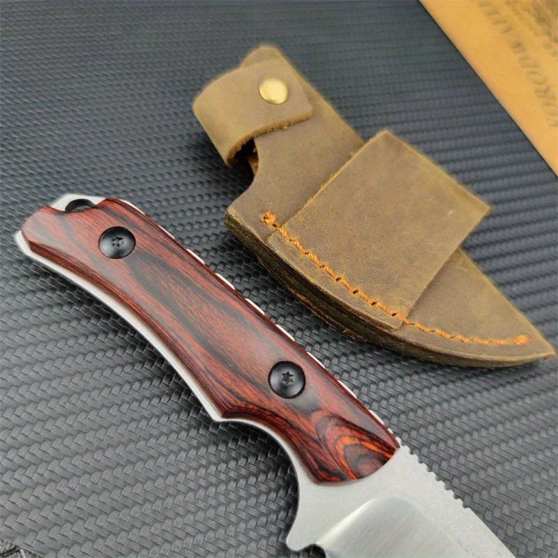 Fixed Blade Knife BM 15017 Drop Point Blade Wood Handles Hunting Camping Survival EDC with Boltaron Sheath