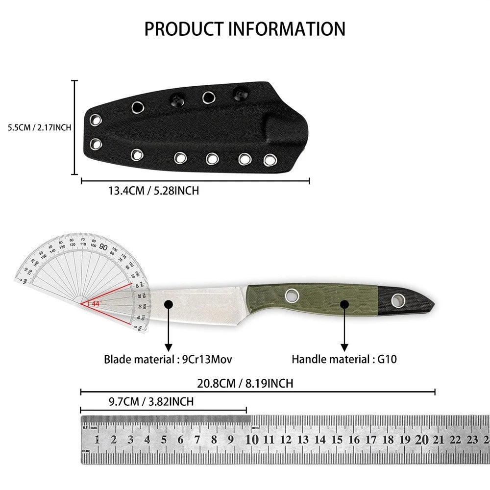 BM 4050 EDC Fixed Blade Knife, 9Cr13MoV Blade G10 Handle, Kitchen Peeling Outdoor Camping Hunting Hiking Utility Tool