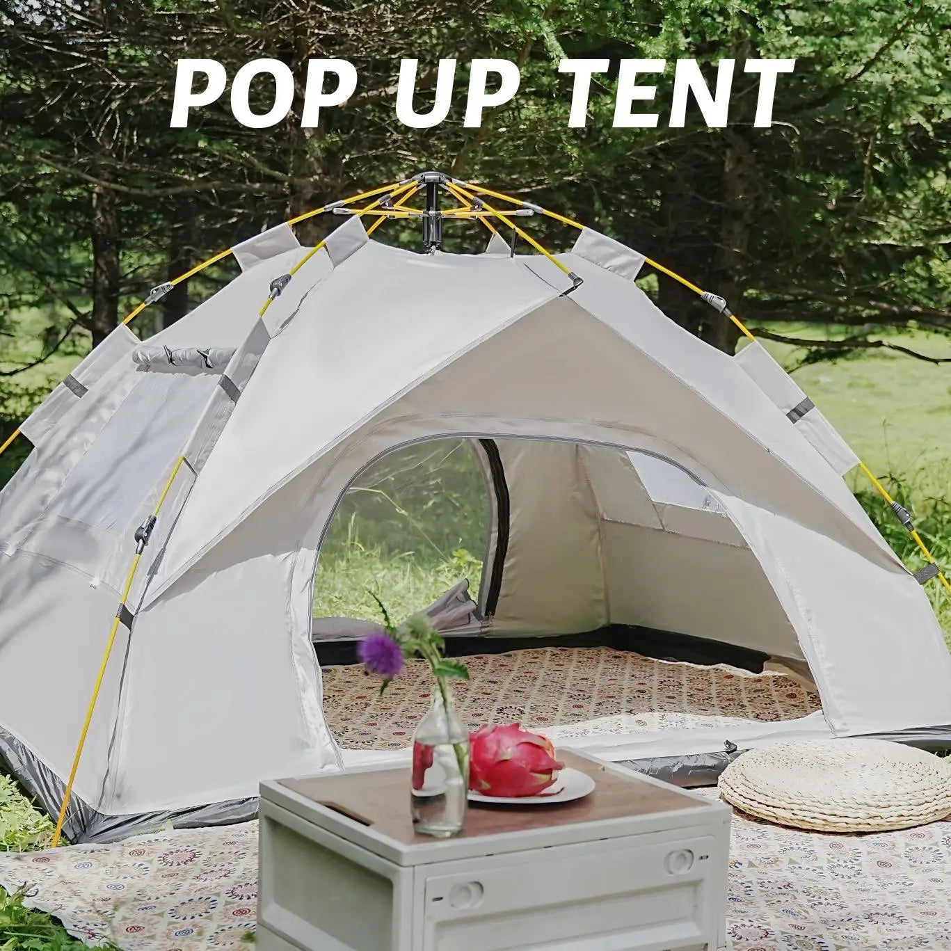 Small Silver Compact Auto-Tent - Quick 60-Second Setup Sunshade for 3-4 People, All-Weather & Portable