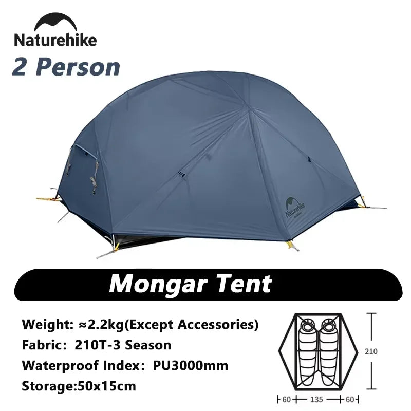 Naturehike Mongar Ultralight Tent 2 Person Waterproof PU3000mm Camping Tent Double Layer Outdoor Travel Hiking Tent