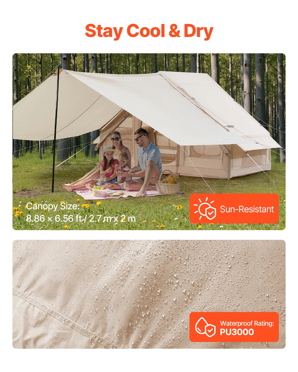 SucceBuy Inflatable Tents for Camping 3-5 Person Easy Setup Blow Tent with Hand Pump 300D Oxford Tent with Doors & Mesh Windows