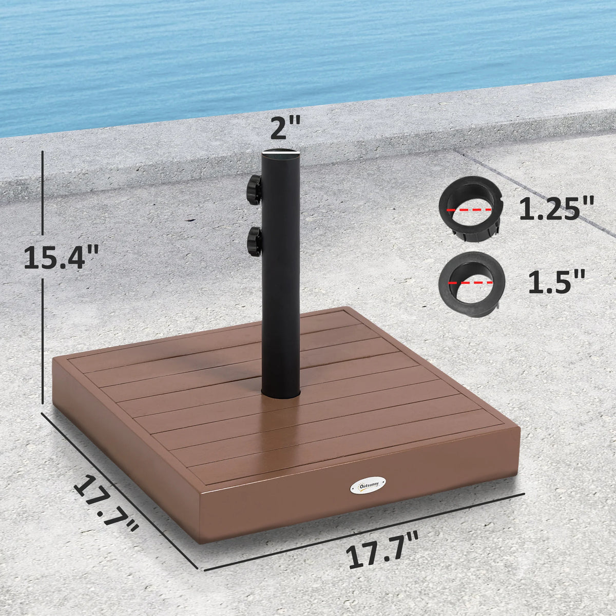 Umbrella Base 42 Lbs Umbrella Stand for 1.25"/1.5" Poles, Coffee