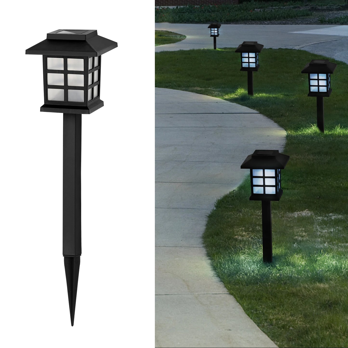 12 Pieces Set Solar Ground Plug Lights Small House Style White Light Outdoor Garden Lighting