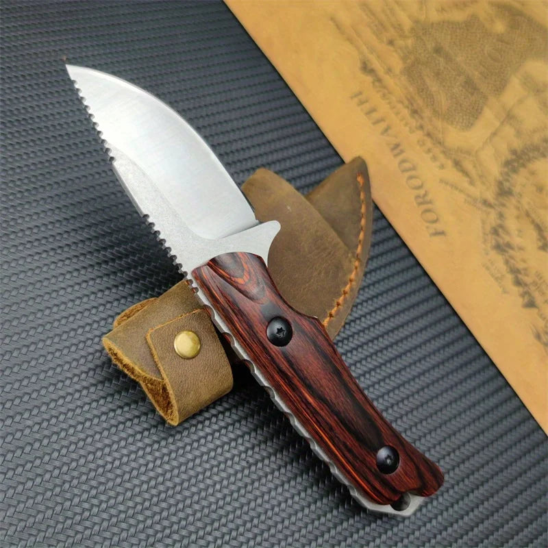 Fixed Blade Knife BM 15017 Drop Point Blade Wood Handles Hunting Camping Survival EDC with Boltaron Sheath