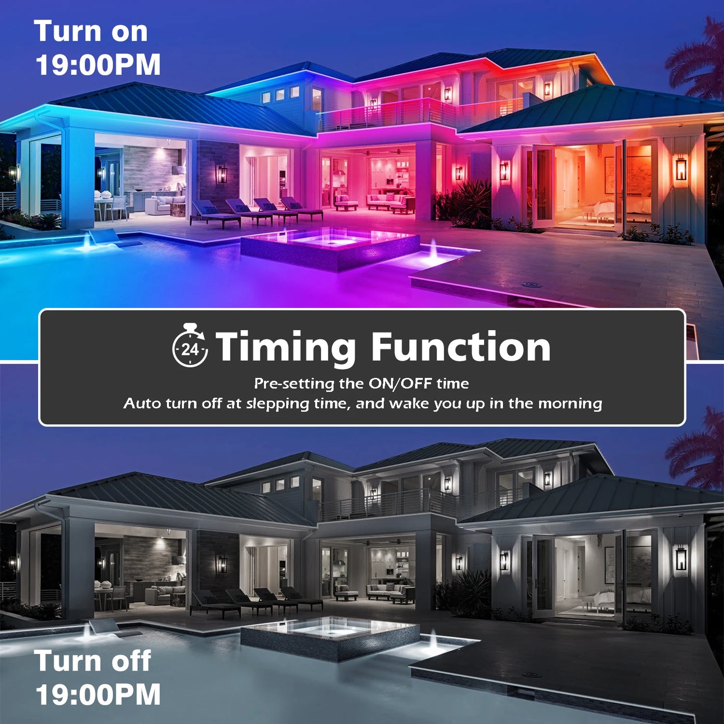 Outdoor Waterproof LED Strip Lights,50Ft Music Sync RGB IP65 Led Lights with App Control and Remote,Color Changing Waterproof Led Rope Lights for Outdoor,Balcony,Roof,Garden,Stairs Party
