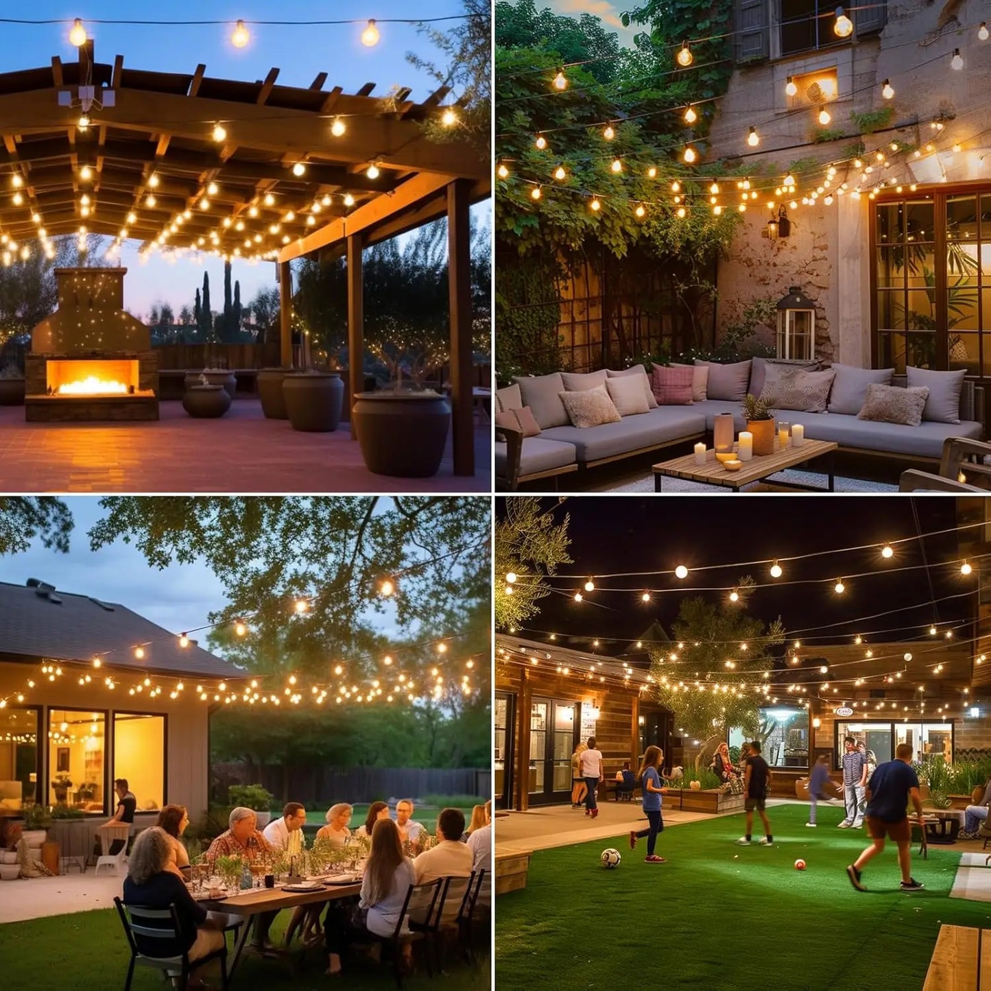 30M/15M/7M G40 LED Globe String Lights Outdoor with US Plug, Bright Plastic Waterproof Bulbs For Party Garden Garland Lamp
