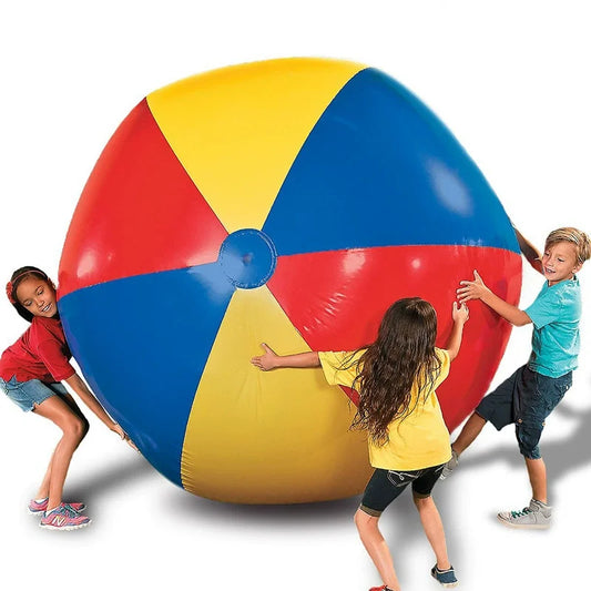 Colorful Large Inflatable Beach Ball And Racket Set 6-Piece Pvc Water Toy For Outdoor Fun Suitable For 100/200cm Size