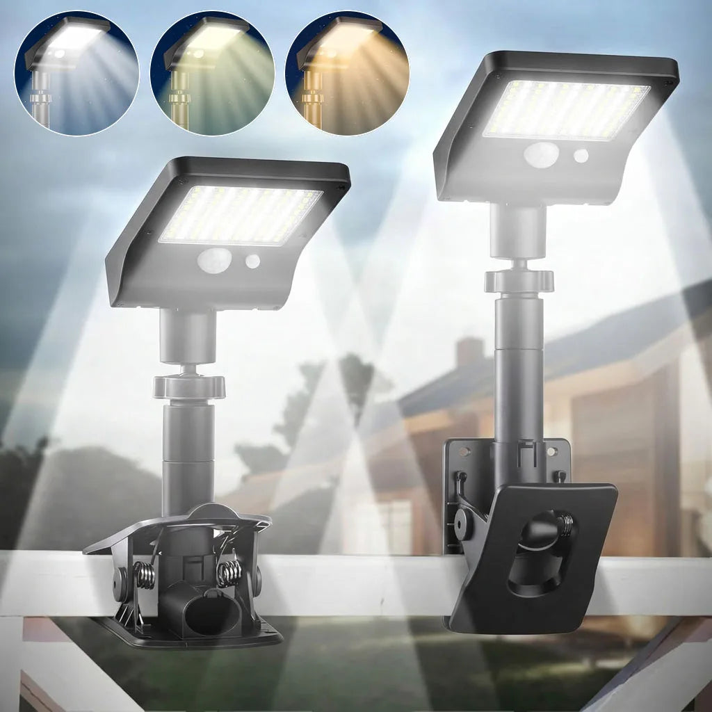2/4PCS Clip On Solar Lights Outdoor with Motion Sensor, IP65 Waterproof, 3 Mode Clamp Solar Lights for Fence Deck Gutter Camping