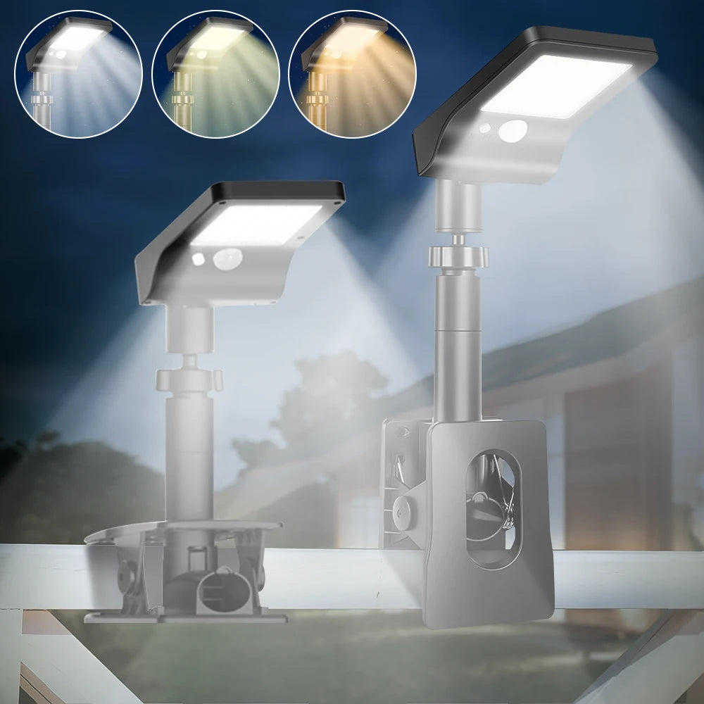 2/4PCS Clip On Solar Lights Outdoor with Motion Sensor, IP65 Waterproof, 3 Mode Clamp Solar Lights for Fence Deck Gutter Camping