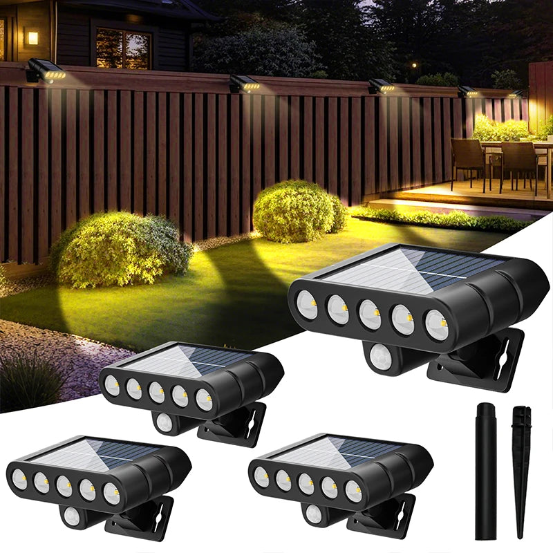 4 PACK Solar Outdoor Spotlights 1200mAh Lawn Flag Lights Landscape LED Ground Lights Walkway Driveway Landscape Camping Li-ion 18650 battery Gardens Trees And Courtyards Pathway Lights Lamp