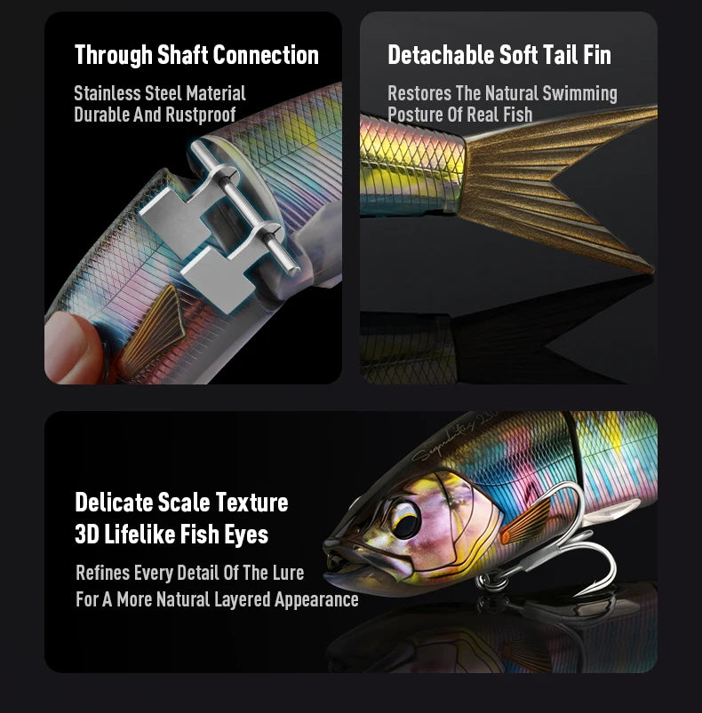 Kingdom DIY Jointed Bait 230mm 100-107g Floating Sinking Fishing Lure 4 Sections Multi Joint Hard Bait Swimbaits Bass Fishing